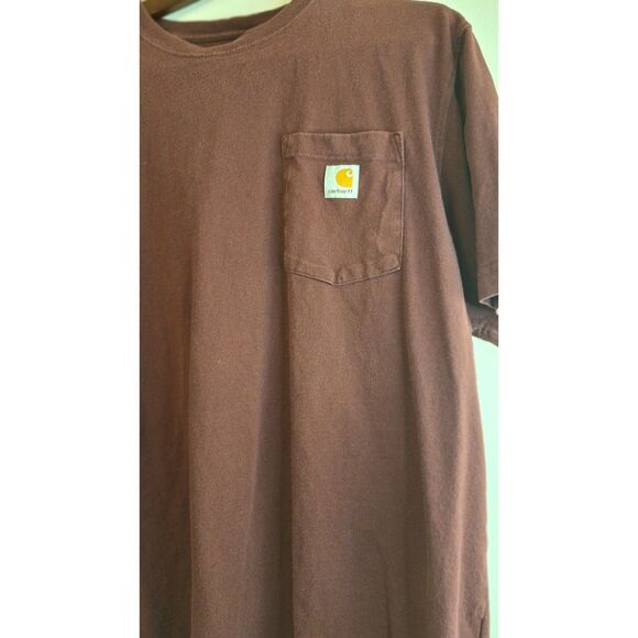 CARHARTT ORIGINAL FIT BURGUNDY WORK OUTDOORS HIKING CAMPING POCKET T SHIRT MEN L - Picture 2 of 6